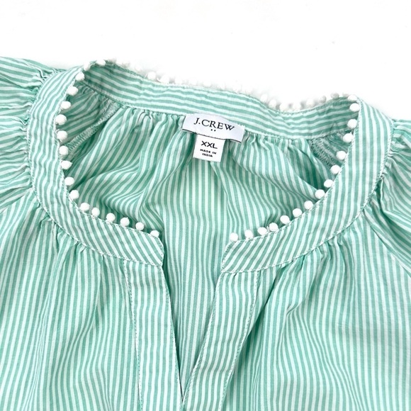 J. Crew light green stripe peasant top blouse full sleeves embroidery XXL plus - Picture 12 of 16